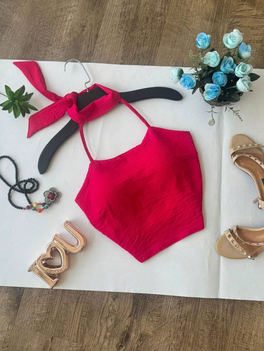 DUNA CROPPED BLOUSE, WITH BULGE - Màu Hồng Tươi - Xem 1