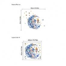 Blue Moon Fairy & Butterfly Fairy Self-Adhesive Wall Sticker, Cartoon Cute Children Room Background Wall Decorative Stickerbaby Shower Family Decorations Gifts - Multicolor - View 12