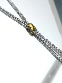 1 chiếc vòng cổ nữ bằng thép không gỉ 2 tông màu hình chữ Y đính ngọc trai thời trang & đa năng, thích hợp để đeo hàng ngày, trang sức thời trang - Nhiều màu - Xem 4