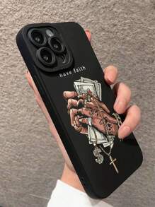 Apple 1pc Black Case With Dollar Cross Eye Graphic, Shockproof Phone Case Compatible With Iphone 16/16 Pro/16 Plus/16 Pro Max/11/13/15/15 Plus/15 Pro/15 Pro Max/11/12/13/14 Pro Max/XS/XR/11 Pro/11 Pro Max/12 Pro/12 Pro Max/13 Pro/13 Pro Max/14 Pro/14 Pro Max/14 Plus/7 Plus/8 Plus/8/SE2 Waterproof Anti-Fall Scratch Resistant - Multicolor - View 3