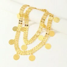 1,3 m Collana a catena per il corpo decorata con fiori e monete d'epoca
