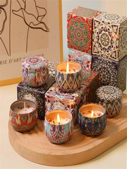 Candele per aromaterapia, candele in lattine, portacandele fatti in casa in cera di soia, decorazioni per matrimoni e vacanze, regali perfetti per famiglia e amici, candele per aromaterapia in scatole di latta per compleanni, San Valentino o Festa della Mamma, decorazioni aromatiche, regali di laurea