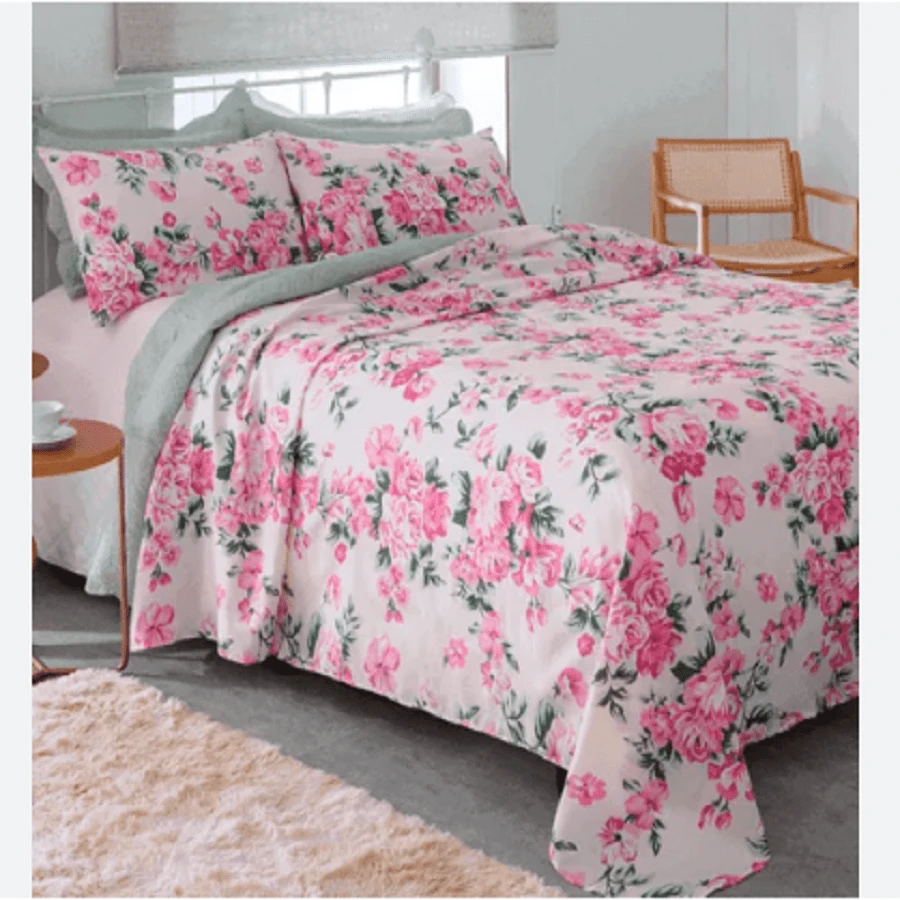 Box Bedding Set Printed Double Queen Sheet 4 Pieces - Assorted Prints, NO CHOICE OF CHOICE - ILLUSTRATIVE IMAGES - CÁC LOẠI IN - Xem 1