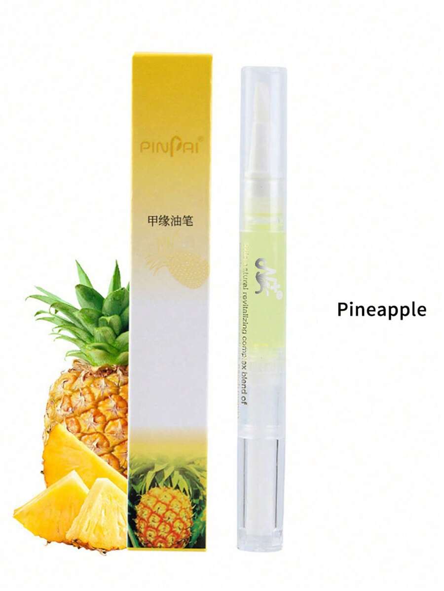 1支5g鳳梨味道的指甲營養油筆,指甲復甦油筆,可用於乾燥的皮膚和指甲护理,美甲工具 - 黃色 - 查看 1