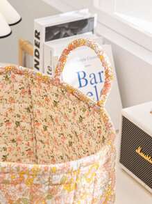 1 件印花面料韩式田园便携式婴儿衣服收纳篮、尿布收纳篮 - 彩色 - 查看 3