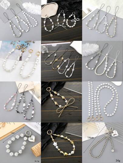 1 buc. Stil minimalist Alien Faux Pearl Love Butterfly Star Curele scurte pentru telefonul mobil Charm cu flori Snur pentru telefon mobil Long Funie Telefon mobil Pandantiv pentru cameră