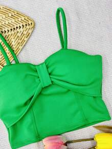 Cropped Neoprene With Padding - Green - View 3
