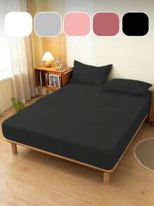 1pc Solid Color Fitted Sheet, Skin-Friendly Mattress Cover, Mattress Protector, Soft & Comfortable Bedroom Bedding, Deep Pocket Fitted Sheet, Suitable For All Seasons, Fits Twin/Full/Queen Size - Ideal For Bedroom, Guest Room, Does Not Include Pillow Case, Great For Easter, Independence Day, Holiday Gifts.