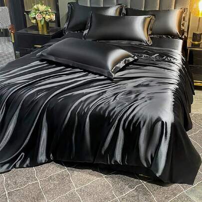 Bộ ga trải giường satin cao cấp 2/3 món, nhẹ, mềm mại như lụa, thoáng khí, vừa vặn hoàn hảo với giường cỡ Twin/Full/Queen - Lý tưởng cho phòng ngủ, phòng khách, ký túc xá, có thể giặt máy, sử dụng được cả bốn mùa, 1 ga trải giường + 1/2 vỏ gối, đồ dệt gia dụng, trang trí phòng.