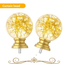 2 Pcs Decorative Curtain Rod Head Acrylic Material Built-In Gold Foil Wire Used For Curtain Rails On Curtain Hanging Rods Suitable For Bathroom Bedroom Living Room Window Fittings Gifts Birthday Graduation - Multicolor - View 7