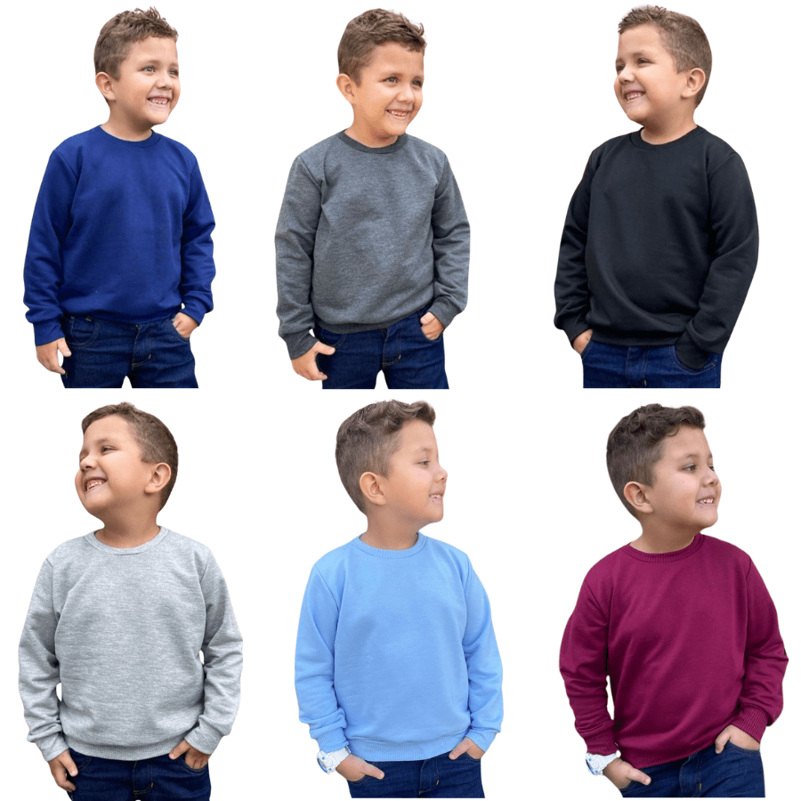Kit 4 Blusas de Frio Manga Longa Moletom Moletinho Infantil Menino Segunda Pele