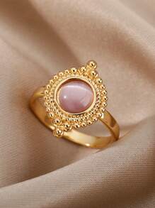 1 Pc Fashion White Opal Oval Rings For Women Gold Color Round Geometric Ring Wedding Party Jewelry Gift