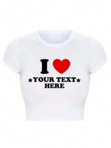 Camiseta personalizada como regalo para novia/esposa, Día de San Valentín, regalos de Navidad - Agrega tus propias fotos/textos (fotos familiares, selfies, lemas) para diseñar camisetas impresas personalizadas, Acción de Gracias, Carnaval, Camisetas de crop top personalizadas de estilo Y2K, Tops de estilo midriff, Logotipo | Negocios | Regalos de boda | Atuendos de fiesta | Regalos de cumpleaños | Disfraces de Halloween | Atuendos navideños, Ornamental, Dawg, Elegante, Moda, Hipster, Contratado, Disfraz fácil, Minimalista chic, Casual, Lindo, Único, Personalizado, Disfraz de Belle, Regalos ideales para ella, Familia, Amigos, Niñas rosas, Para vacaciones, Para aniversarios, Ambiente de vacaciones, Tops de mujeres personalizados, Luce glamorosa, Ropa de mujer, Otoño elegante, Chic utilitario, Nuevo estilo de mujer para el otoño, Impresión gráfica