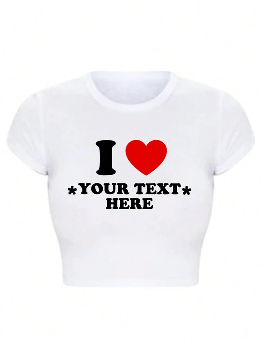 Camiseta personalizada como regalo para novia/esposa, Día de San Valentín, regalos de Navidad - Agrega tus propias fotos/textos (fotos familiares, selfies, lemas) para diseñar camisetas impresas personalizadas, Acción de Gracias, Carnaval, Camisetas de crop top personalizadas de estilo Y2K, Tops de estilo midriff, Logotipo | Negocios | Regalos de boda | Atuendos de fiesta | Regalos de cumpleaños | Disfraces de Halloween | Atuendos navideños, Ornamental, Dawg, Elegante, Moda, Hipster, Contratado, Disfraz fácil, Minimalista chic, Casual, Lindo, Único, Personalizado, Disfraz de Belle, Regalos ideales para ella, Familia, Amigos, Niñas rosas, Para vacaciones, Para aniversarios, Ambiente de vacaciones, Tops de mujeres personalizados, Luce glamorosa, Ropa de mujer, Otoño elegante, Chic utilitario, Nuevo estilo de mujer para el otoño, Impresión gráfica