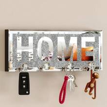 Crystal Clear Hooks Key Holder Key Hanger, Sparkly Mirrored Home Letters Plaque Sign For Wall Decor, Silver Mirror Decoration Wall Art, Wall Mounted Home Decor - Bạc - Xem 1