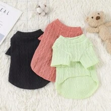 Classic Solid Knitted Dog Jumper | Cozy Cable Knit Pet Sweater For Bichon Frise & Poodle | Casual Warm Dog Clothes - Multicolor - View 9