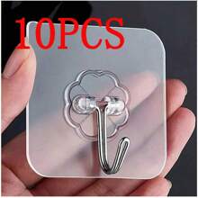 100pcs Super Sticky Transparent Wall Hooks, Removable No Drill Hooks For Kitchen, Bathroom, Bedroom, Living Room, Multi-Function Hooks, Suitable For Party, Christmas, Valentine's Day Decor, Minimalist, Wedding Decor, Boho, Bathroom & Kitchen Accessories, Home Decoration