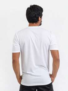 Men's Tactel Dryfit T-Shirt And Bermuda Short Set Gym Workout Training Running Football Bike Beach - 白色 - 查看 4