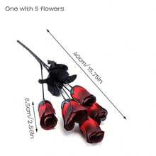 1 ramo de 5 piezas de rosas de estilo gótico falsas para decorar la fiesta de Halloween - Multicolor - Ver 10