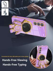 宇航员支架手机壳适用于 Apple 11/12/13/14/15 Pro Max、三星 S22/23/24+ UA04/A05/A14/A15/A24/A25/A34/A54、OPPO Reno、Realme、VIVO Redmi 13C+、 - 紫色 - 查看 4