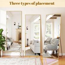 71"X26" Full Length Mirror, Floor Mirror With Stand, Large Wall Mirror With Aluminum Alloy Frame, Free Standing, Hanging, Or Leaning, Full Body Mirror For Bedroom, Living Room, Dressing Room, Gym, Gold - 金色 - 查看 4