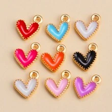 20 pçs bonito gota de óleo em forma de coração pingente de liga de zinco para mulheres pulseira colar diy jóias fazendo