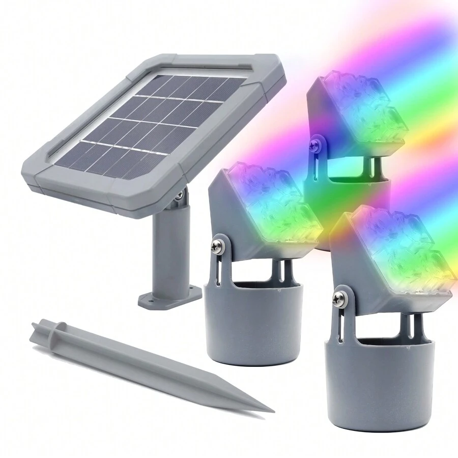 Mii-PWR Solar Pond Lights,Colamarine Pool Fountain Lights IP68 3-In-1 Waterproof Warm White Underwater Submersible Amphibious Spotlight Outdoor Landscape Lamp Auto ON/OFF For Garden Pond Pool - 多色的 - 查看 1
