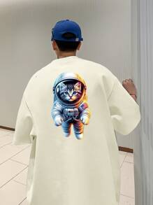 Men's Oversize T-Shirt Streetwear T-Shirt Premium Oversized Shirt 100% Cotton - Màu be - Xem 1