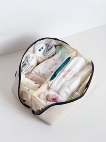 Foldable Travel Pillow Bag For Baby's Drool Bibs, Clothes, Accessories Storage, Mommy Bag - White - View 7