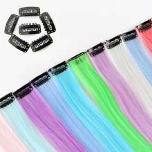 3 件-20 件圣诞派对彩色夜光发夹假发配件，彩色挂耳染色假发片，先吸光再发光，派对头饰 - 多色 - 查看 10