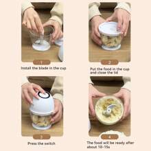 Electric Food Processor Vegetable Chopper, 400ML Rechargeable And Portable Meat Grinder With USB Charging Garlic Mincer Onion Cutter For Veggies, Ginger, Fruits, Nuts, Herbs, Puree,Etc., White