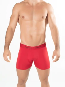 Bicolor Elastic Microfiber Boxer Briefs - Red - View 2