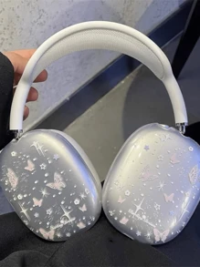 Girly Pink Star & Bow Pattern Protective Case Compatible With Apple AirPods Max Headphones - Clear - View 4