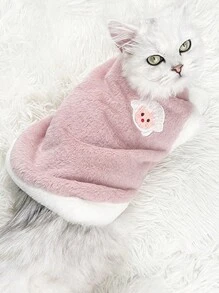 Ropa para gatos Chaleco y abrigo de felpa cálida para gato Ragdoll, perros pequeños, gatito, ropa para mascotas, otoño/invierno - Rosa - Ver 11