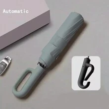 1pc Automatic Folding Umbrella With Buckle, Convenient To Carry. Larger, Thicker, Stronger. Suitable For Men & Women, Portable Windproof & Rainproof, Double-Layer Protection, Various Frame Designs, Snap Or Rotary Handle, Multiple Colors (Due To Different Batches, The Fabric, Frame Color, English Letter Pattern Design, Button Shape And Rib Color Are Randomly Matched. We Apologize For Any Inconvenience Caused) Summer Cooling,Beach,Travel