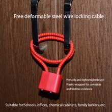 1pc Heavy Duty Steel Cable Lock With 3 Keys - Anti-Theft Security For Cabinets, Drawers, Etc. - Durable Metal Construction - Black - View 2