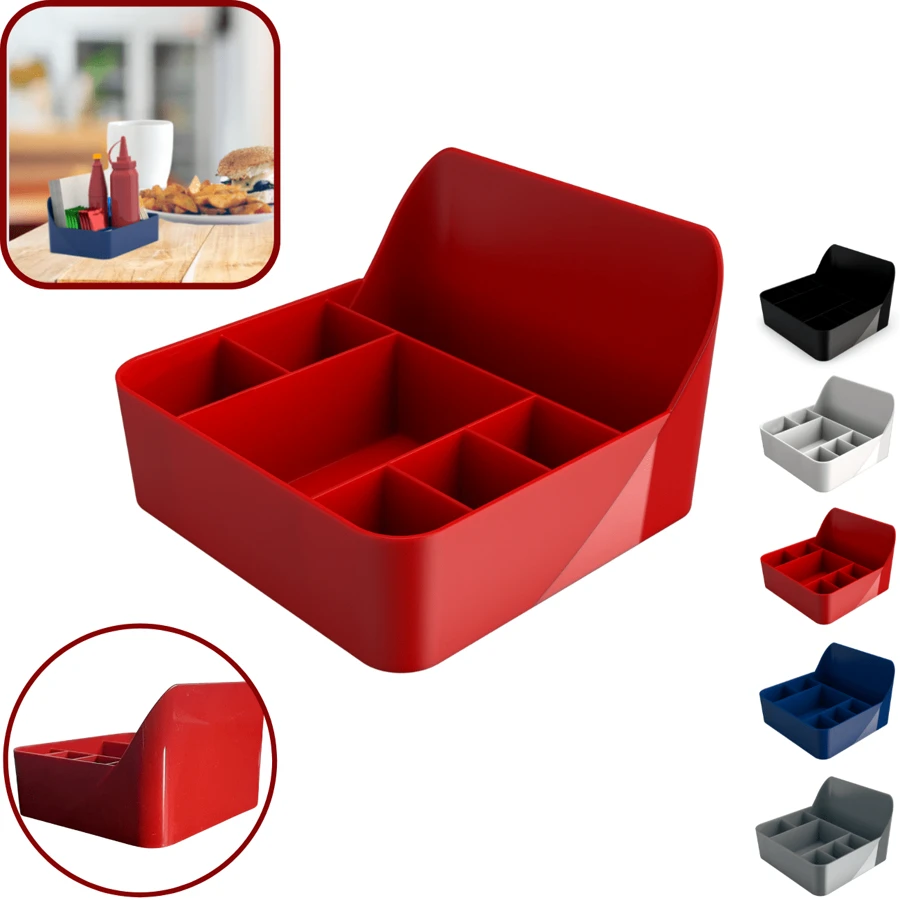 Kit 4 Napkin Holder Sachet Cruet Table Counter Countertop Organizer Multipurpose Holder With Dividers - 紅色 - 查看 1