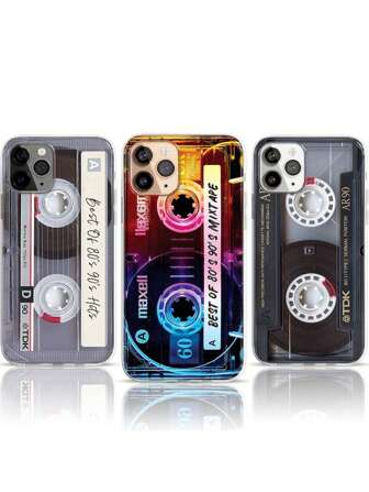 1 Stück Vintage Kassette Personalisierte transparente Linsen Schutzhülle kompatibel mit Apple iPhone 16 15 14 13 12 11 Pro Max