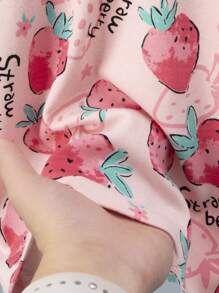 年轻女孩睡衣水果印花草莓印花长袖长裤家居服套装卡通印花 - 粉色 - 查看 5