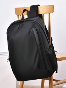 1pc Waterproof And Wear-Resistant Men's Large Capacity Backpack, Travel School Bag, College, School Casual Backpack Solid Color Backpack, Sports Vacation Essentials, Lightweight Adjustable Shoulder Straps, Zipper, Simple Men's Backpack, Nylon, Vacation Portable Travel Bag, Business Casual Retro Holiday Travel Backpack, Men's Gift School Bag, Back To School Supplies, School Backpack, Backpack For School, Back To School Backpack, School Bookbag, Big Backpack, Backpack School, Back To School Bags, Laptop Compartment, Suitable For Teen Girls Women College Students, Teacher, White-Collar Workers, Perfect For Back To School, First Day Of School, Work, Business, Commute, Office Bag