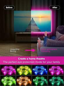 ONELEDWANGRX 1 Pc 1/3/5/10/15m, 3.3/10/16/33/50ft Usb Powered 5V Rgb Led Strip Lights, 2 Mode Control 24-Key IR Remote + Smart Phone App Control, Multiple Lighting Colors & Brightness Level Adjustable, Strong Adhesive 3m Double-Sided Tape For Tv Background, Atmosphere Light Decoration. Ideal For Game Room, Festivals, And Dynamic Lighting Effects