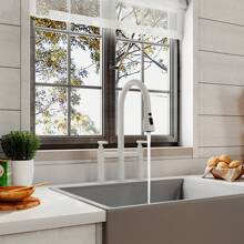 Mondawe 3 Way Spray Function Bridge Kitchen Faucet With Pull Down Sprayer 8" Widespread 360 Swivel Spout - White - View 2