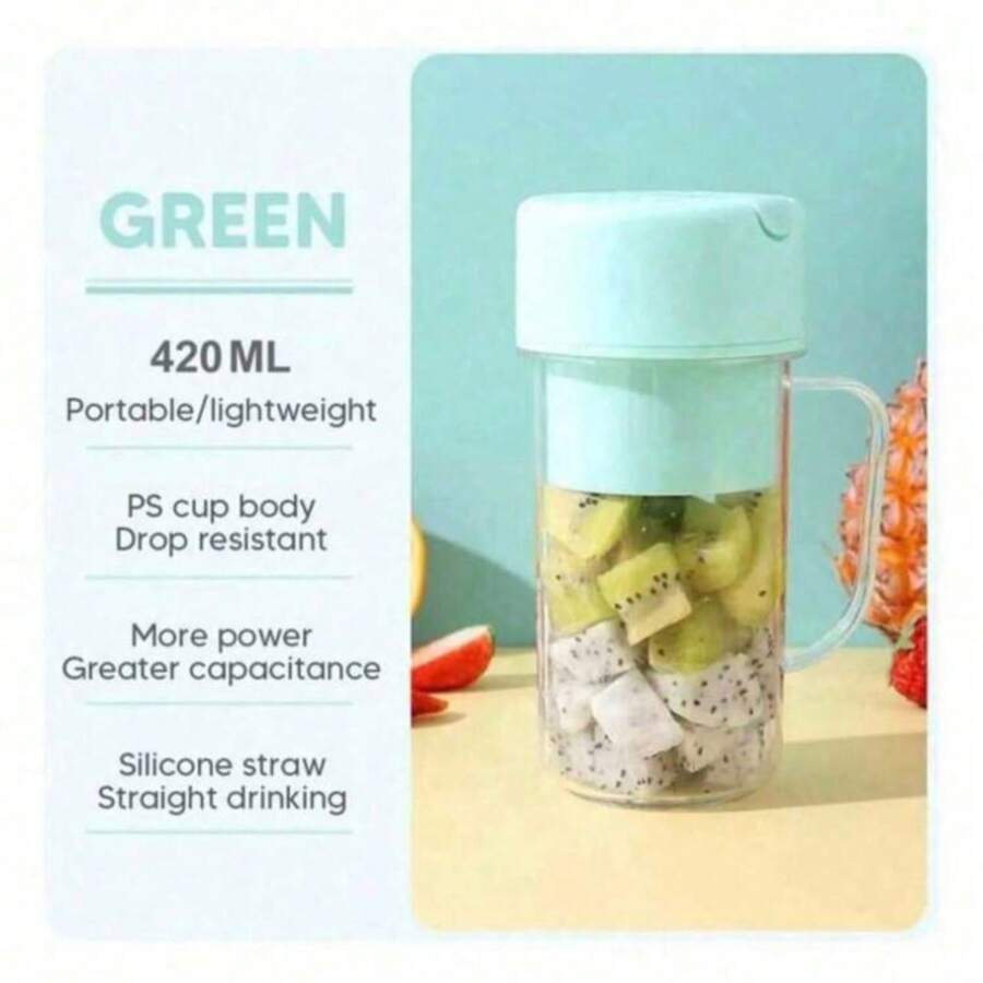 Vaso Licuadora Portátil de 420 ml Tipo Taza de 6 Aspas - Verde Oliva - Ver 1