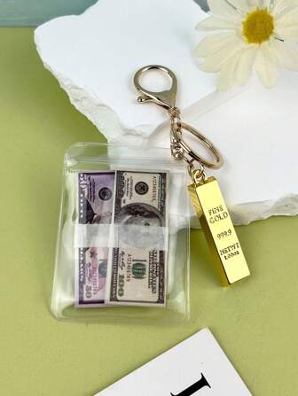 1 件创意仿真金条美元钥匙扣、包包吊坠、汽车钥匙圈。送给挚友、情侣和派对礼物的理想之选，休闲校园汽车配饰，可爱哥特风，Y2K 风格