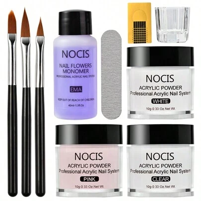 Acrylic Nail Kit Nail Art System With Acrylic Powder, Non-Yellowing Liquid & Nail Art Tools, Ideal For Beginnersacrylic Press On Nails