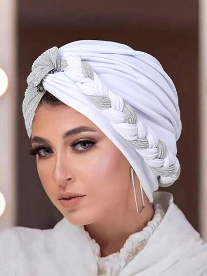 Z.H.A 1 件彩色拼接涤纶头带/头巾，适合多季节