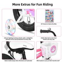 HILAND Pluto Kids Bike 12 14 16 18 20 Inch Children's Bicycle For Boys Girls Age 3-12 Years, Kids' Bicycles With Light Up Training Wheels, Multiple Colors - 粉色 - 查看 4