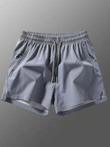 Nuevo conjunto de 5 piezas de pantalones cortos de seda de hielo con secado rápido y estilo deportivo informal - Gris Claro - Ver 4