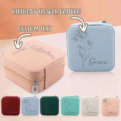 1 PC Travel Jewelry Bridesmaid Box Custom Jewelry Box Travel Jewelry Case Sage Green Box Bridesmaid Gift Personalized Box Name