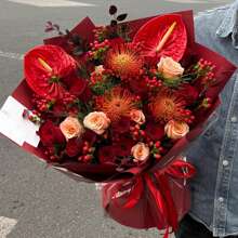 20pcs/Pack Waterproof Solid Color Bouquet Wrapping Paper, Florist Supplies, - Rich Red - View 4